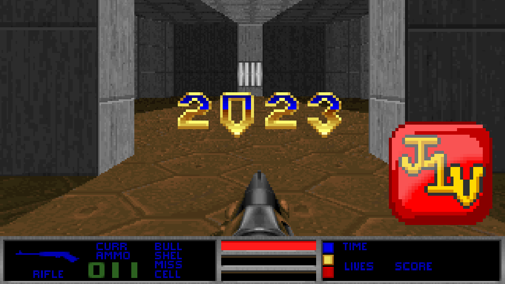 Fausse capture d'écran de Doom avec le texte "2023"